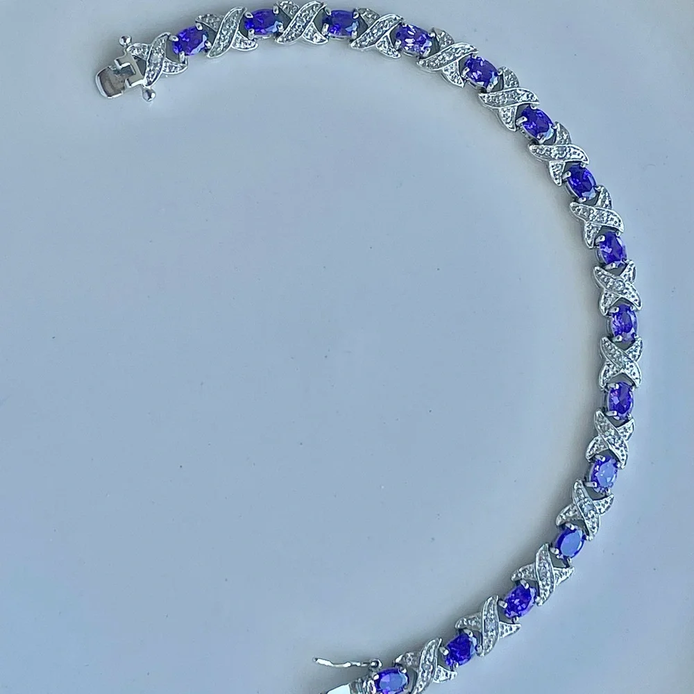 Genuine Amethyst & Silver Bracelet- 7.5” Like New- QVC- Stunning Gemstones! - Picture 11 of 16